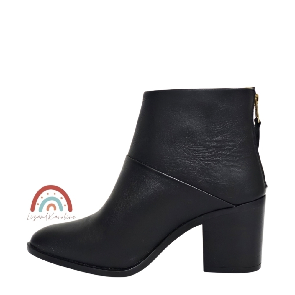 New! Nisolo Dari Leather Block Heeled Boots Black With Gold Zipper — image 7 of 8
